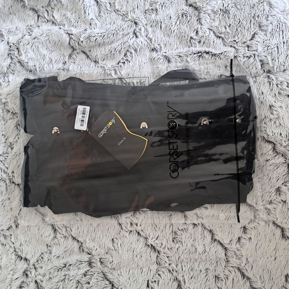NWT Corset Story Black Cotton Corset Top With Double Frilled Sleeve - Picture 3 of 3